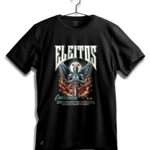 camiseta Zarim com estampa de anjo guerreiro Eleitos