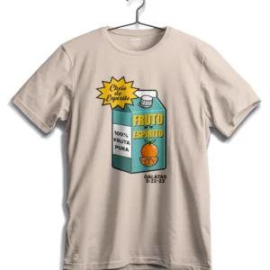 camiseta Zarim com estampa de caixinha Fruto do Espírito